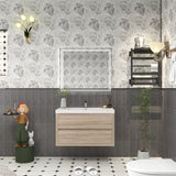 Louis 36 In. Floating Single Sink Bathroom Vanity Cabinet with Acrylic Sink Top & Soft Closing Drawers