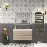 Louis 42 In. Floating Single Sink Bathroom Vanity Cabinet with Acrylic Sink Top & Soft Closing Drawers