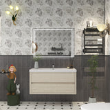 Louis 42 In. Floating Single Sink Bathroom Vanity Cabinet with Acrylic Sink Top & Soft Closing Drawers