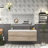 Louis 60 In. Floating Single Sink Bathroom Vanity Cabinet with Acrylic Sink Top & Soft Closing Drawers