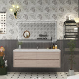 Louis 60 In. Floating Single Sink Bathroom Vanity Cabinet with Acrylic Sink Top & Soft Closing Drawers