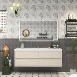 Louis 60 In. Floating Single Sink Bathroom Vanity Cabinet with Acrylic Sink Top & Soft Closing Drawers