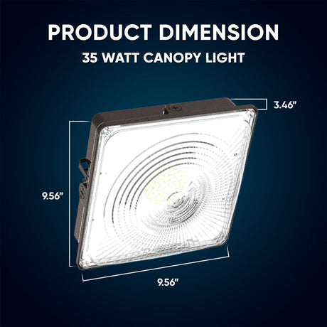 35W LED Canopy Light: 5700K Daylight, 4550LM, IP65 Waterproof, 0 - 10V Dimmable - Suitable for Surface or Pendant Mounting in Gas Stations, Outdoor Area Lighting, Black - BUILDMYPLACE