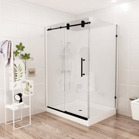 36 In. W x 76 In. H Shower Door Return Panel - 8mm Clear Tempered Glass - BUILDMYPLACE