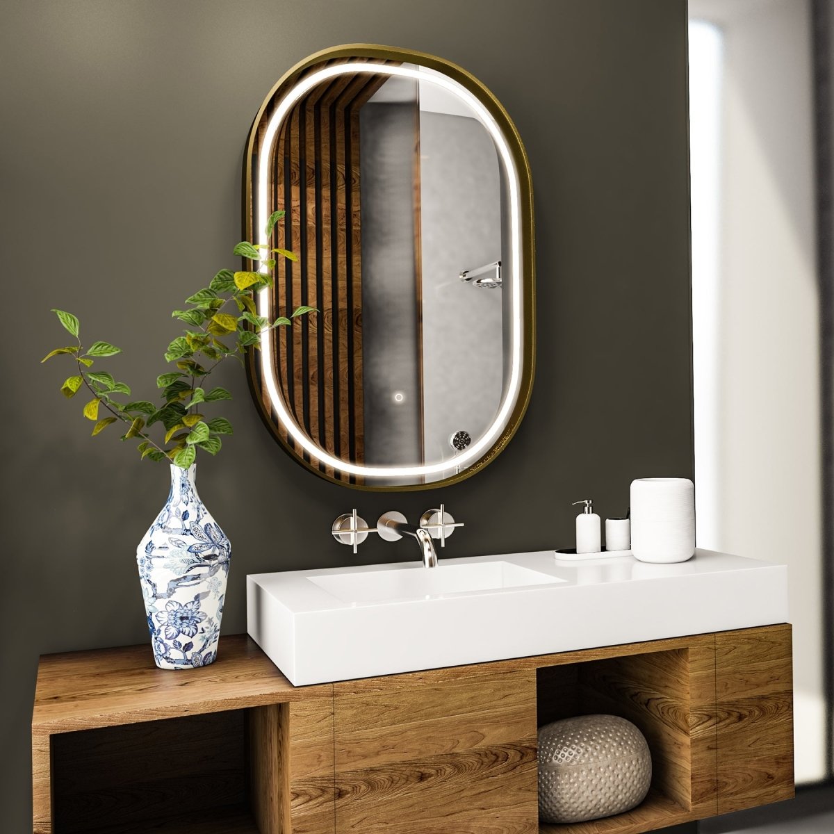 36 in. x 48 in. LED Lighted Bathroom Vanity Mirror, Anti - Fog, CRI 90+, Adjustable Color Temperature & Remembrance, Lighted Makeup Mirrors, Neu - U Style - BUILDMYPLACE