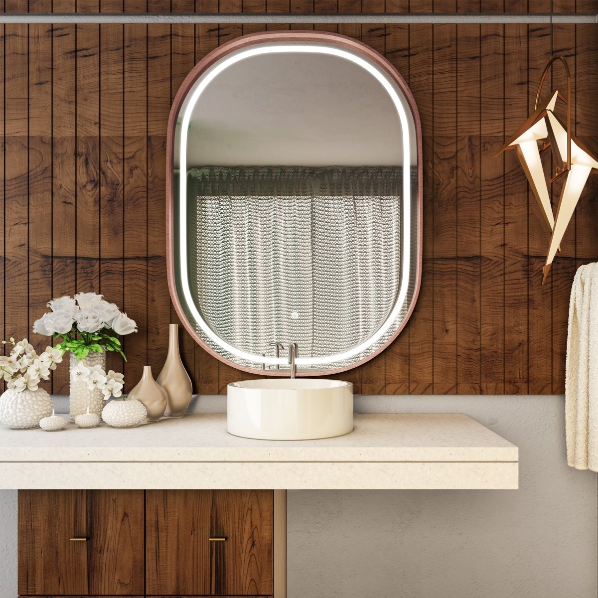 36 in. x 48 in. LED Lighted Bathroom Vanity Mirror, Anti - Fog, CRI 90+, Adjustable Color Temperature & Remembrance, Lighted Makeup Mirrors, Neu - U Style - BUILDMYPLACE