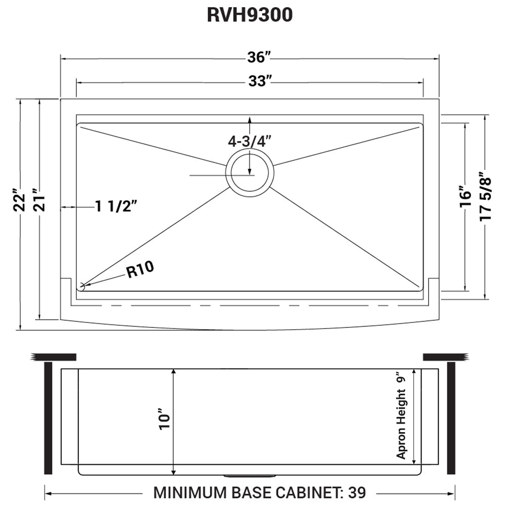 36 - inch Apron - front Workstation Farmhouse Kitchen Sink 16 Gauge Stainless Steel Single Bowl - BUILDMYPLACE