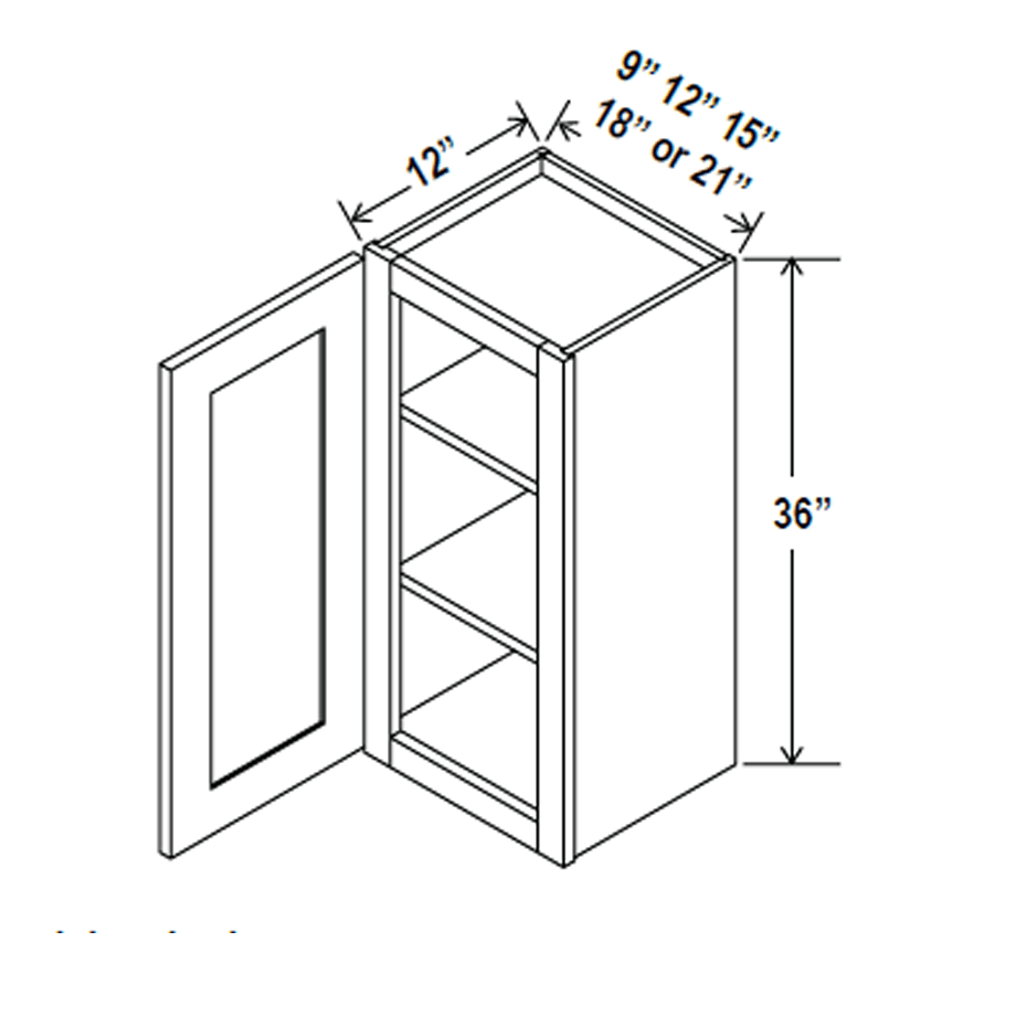 36 inch Wall Cabinet - 09W x 36H x 12D - Aria Shaker Espresso - RTA - BUILDMYPLACE