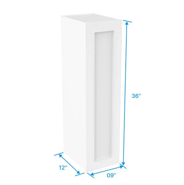 36 inch Wall Cabinet - 09W x 36H x 12D - Aria White Shaker - BUILDMYPLACE