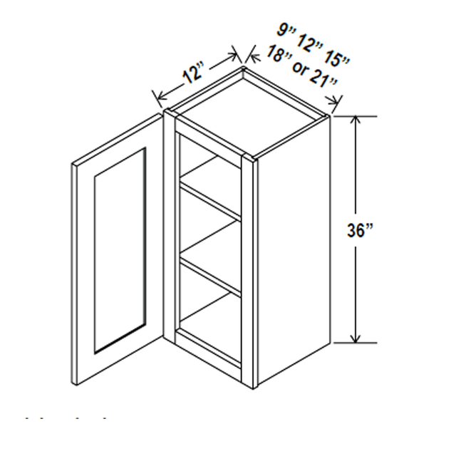 36 inch Wall Cabinet - 09W x 36H x 12D - Charleston Saddle - RTA - BUILDMYPLACE