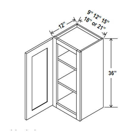 36 inch Wall Cabinet - 12W x 36H x 12D - Aria Shaker Espresso - BUILDMYPLACE