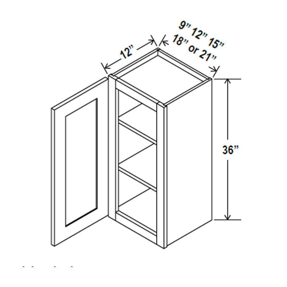 36 inch Wall Cabinet - 12W x 36H x 12D - Aria Shaker Espresso - RTA - BUILDMYPLACE