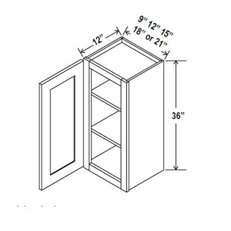 36 inch Wall Cabinet - 15W x 36H x 12D - Aria Shaker Espresso - BUILDMYPLACE