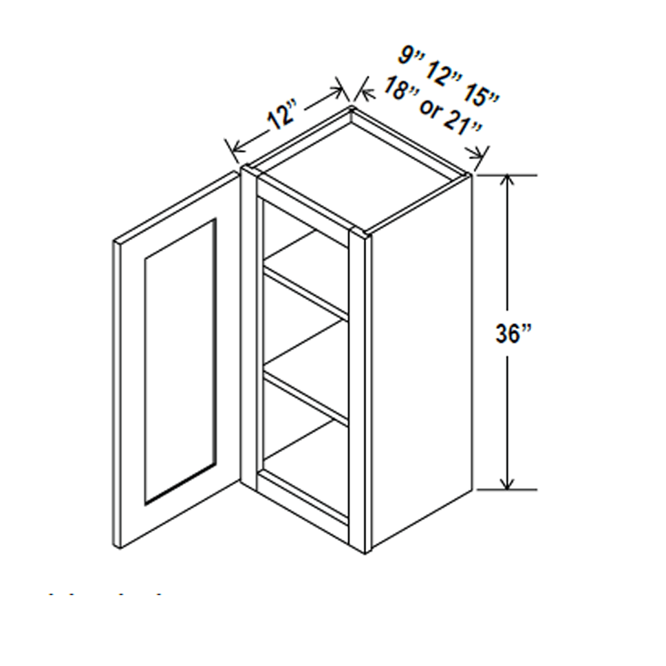 36 inch Wall Cabinet - 15W x 36H x 12D - Aria Shaker Espresso - RTA