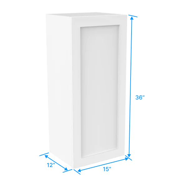 36 inch Wall Cabinet - 15W x 36H x 12D - Aria White Shaker - BUILDMYPLACE