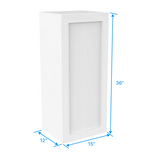 36 inch Wall Cabinet - 15W x 36H x 12D - Aria White Shaker - BUILDMYPLACE