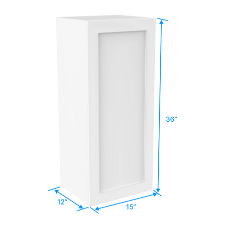 36 inch Wall Cabinet - 15W x 36H x 12D - Aria White Shaker - BUILDMYPLACE