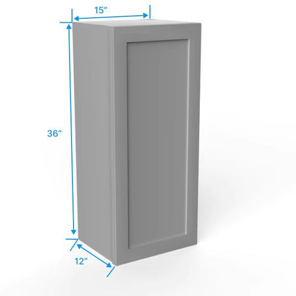 36 inch Wall Cabinet - 15W x 36H x 12D - Grey Shaker Cabinet - BUILDMYPLACE