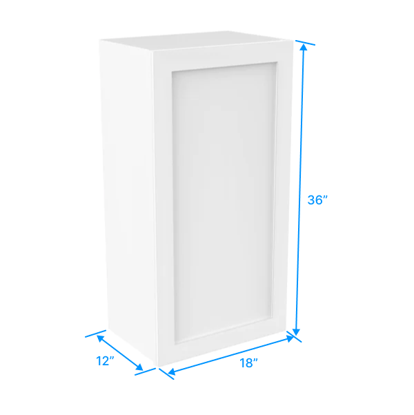 36 inch Wall Cabinet - 18W x 36H x 12D - Aria White Shaker - BUILDMYPLACE