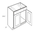 36 Inch Wide 2 Drawer Sink Base Vanity Cabinet - Luxor White Shaker - Ready To Assemble, 36"W x 34.5"H x 21"D - BUILDMYPLACE