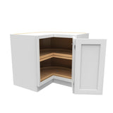 36 Inch Wide Lazy Susan Corner Base Cabinet - Luxor White Shaker - Ready To Assemble, 36"W x 34.5"H x 24"D - BUILDMYPLACE