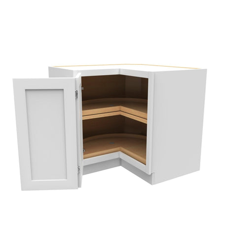 36 Inch Wide Lazy Susan Corner Base Cabinet - Luxor White Shaker - Ready To Assemble, 36"W x 34.5"H x 24"D - BUILDMYPLACE