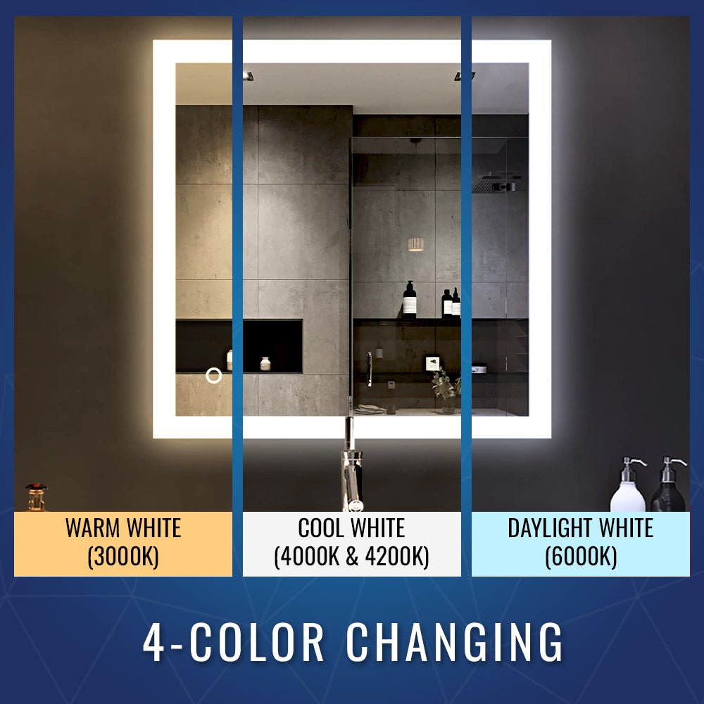 36" x 36" LED Bathroom Lighted Mirror & Defogger On/Off Touch Switch and CCT Changeable with Remembrance, Window Style - BUILDMYPLACE