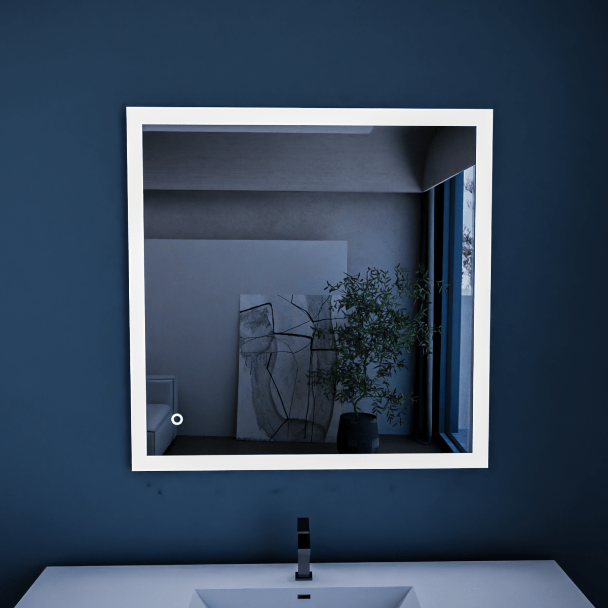 36" x 36" LED Bathroom Lighted Mirror & Defogger On/Off Touch Switch and CCT Changeable with Remembrance, Window Style - BUILDMYPLACE