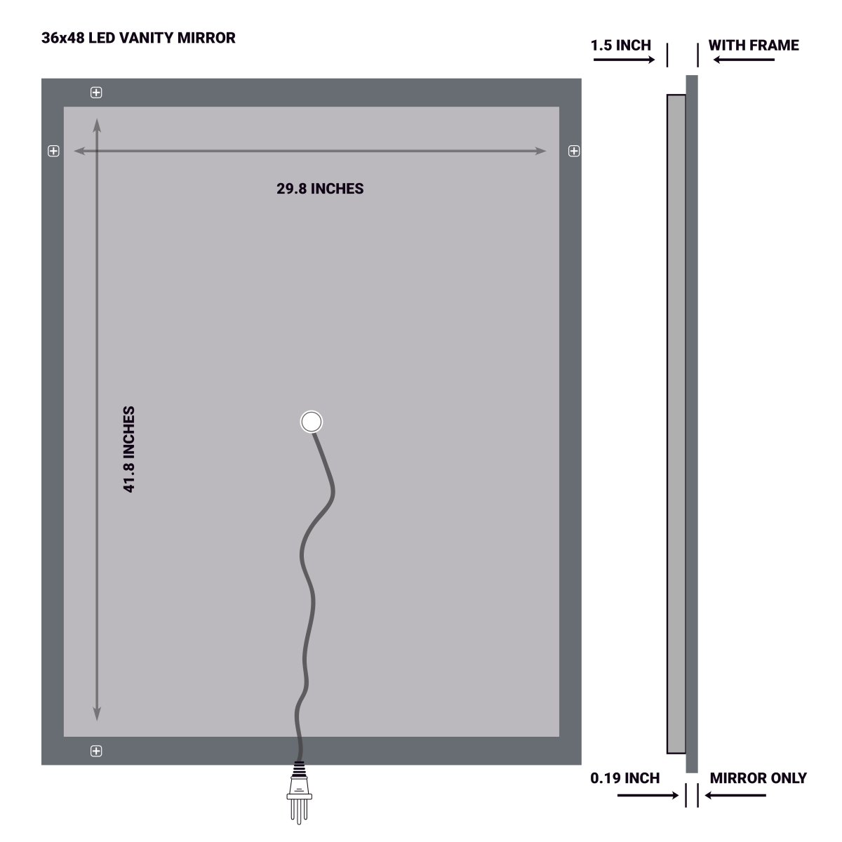 36" x 48" LED Bathroom Lighted Mirror & Defogger On/Off Touch Switch and CCT Changeable with Remembrance, Window Style - BUILDMYPLACE