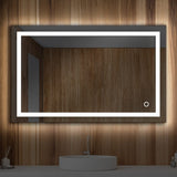 36" x 48" LED Bathroom Lighted Mirror & Defogger On/Off Touch Switch & CCT Changeable with Remembrance, Inner Window Style - BUILDMYPLACE