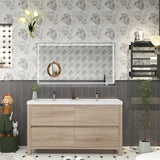 Louis 60 In. Freestanding Double Sink Bathroom Vanity Cabinet with Acrylic Sink Top & Soft Closing Drawers