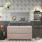 Louis 60 In. Freestanding Double Sink Bathroom Vanity Cabinet with Acrylic Sink Top & Soft Closing Drawers