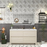 Louis 60 In. Freestanding Double Sink Bathroom Vanity Cabinet with Acrylic Sink Top & Soft Closing Drawers