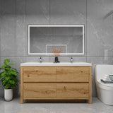 Louis 60 In. Freestanding Double Sink Bathroom Vanity Cabinet with Acrylic Sink Top & Soft Closing Drawers