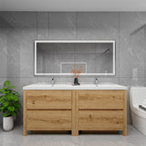 Louis 72 In. Freestanding Double Sink Bathroom Vanity Cabinet with Acrylic Sink Top & Soft Closing Drawers