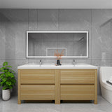 Louis 72 In. Freestanding Double Sink Bathroom Vanity Cabinet with Acrylic Sink Top & Soft Closing Drawers