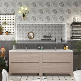 Louis 84 In. Freestanding Double Sink Bathroom Vanity Cabinet with Acrylic Sink Top & Soft Closing Drawers