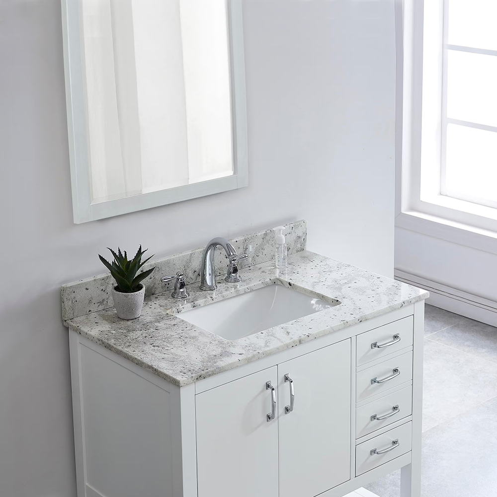 Glacier White Granite Rectangular  Bathroom Vanity Sink Top