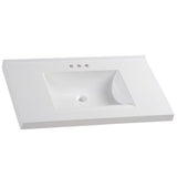 37 Inch Cultured Marble Vanity Top in White with White Sink - BUILDMYPLACE