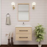 Victoria 24 In. Floating Single Sink Bathroom Vanity with Acrylic Sink Top  & Soft Closing Drawers