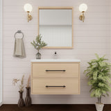 Victoria 30 In. Floating Single Sink Bathroom Vanity with Acrylic Sink Top  & Soft Closing Drawers