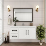 Victoria 42 In. Floating Single Sink Bathroom Vanity with Acrylic Sink Top & Left Side Drawers & Doors