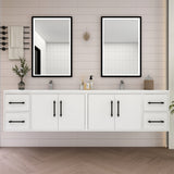Victoria 84 In. Floating Double Sink Bathroom Vanity with Acrylic Sink Top & Soft Closing Doors & Drawers