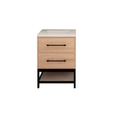 Victoria 24 In. Freestanding Single Sink Bathroom Vanity with Acrylic Sink Top, Soft Closing Drawers & Open Shelf Storage