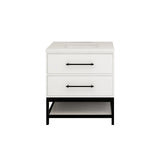 Victoria 30 In. Freestanding Single Sink Bathroom Vanity with Acrylic Sink Top  & Soft Closing Drawers & Open Shelf Storage