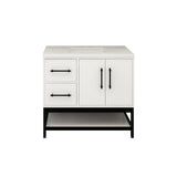 Victoria 36 In. Freestanding Single Sink Bathroom Vanity with Acrylic Sink Top, Open Shelf Storage, Left Side Drawers & Doors