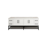 Victoria 84 In. Freestanding Double Sink Bathroom Vanity with Acrylic Sink Top, Open Shelf Storage & Soft Closing Doors & Drawers