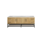 Victoria 84 In. Freestanding Double Sink Bathroom Vanity with Acrylic Sink Top, Open Shelf Storage & Soft Closing Doors & Drawers