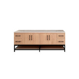 Victoria 84 In. Freestanding Double Sink Bathroom Vanity with Acrylic Sink Top, Open Shelf Storage & Soft Closing Doors & Drawers