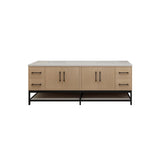 Victoria 84 In. Freestanding Double Sink Bathroom Vanity with Acrylic Sink Top, Open Shelf Storage & Soft Closing Doors & Drawers
